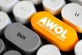 AWOL - Absent Without Official Leave acronym, text concept button on keyboard Royalty Free Stock Photo