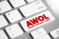 AWOL - Absent Without Official Leave acronym, text concept button on keyboard Royalty Free Stock Photo