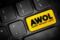 AWOL - Absent Without Official Leave acronym, text concept button on keyboard Royalty Free Stock Photo