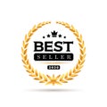 Awords Best Seller badge logo design. Golden Best Seller vector illustration. Isolated on white background Royalty Free Stock Photo