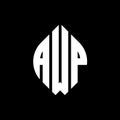 AWP circle letter logo design with circle and ellipse shape. AWP ellipse letters with typographic style. The three initials form a