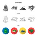 Ax, first-aid kit, tourist tent, folding knife. Camping set collection icons in flat,outline,monochrome style vector Royalty Free Stock Photo