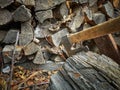 Ax Head and Chopped Wood Royalty Free Stock Photo
