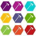 Ax icon set color hexahedron