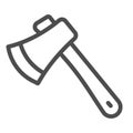 Ax line icon, farm garden concept, workhouse equipment sign on white background, axe icon in outline style for mobile