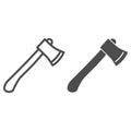 Ax line and solid icon, Garden and gardening concept, workhouse equipment sign on white background, Axe symbol in