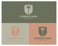 ax and shield combination logo set. premium vector design. simple design and very stunning.