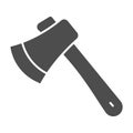 Ax solid icon, farm garden concept, workhouse equipment sign on white background, axe icon in glyph style for mobile