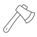 Ax thin line icon, farm garden concept, workhouse equipment sign on white background, axe icon in outline style for
