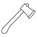 Ax thin line icon, Garden and gardening concept, workhouse equipment sign on white background, Axe symbol in outline