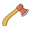 ax with wooden handle. hand locksmith tools. vector icon in flat style