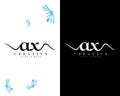 Ax, xa handwriting letter logo design vector
