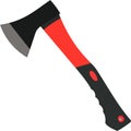 Vectorized illustration of an ax with a orange handle, a gray blade and a dark handle