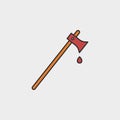 Axe Or Ax With Blood Icon Halloween Outline Colored Icon