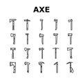 axe ax hatchet wood weapon icons set vector Royalty Free Stock Photo