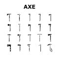 axe ax hatchet wood weapon icons set vector Royalty Free Stock Photo