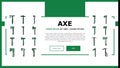 axe ax hatchet wood weapon landing header vector Royalty Free Stock Photo