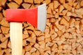 Axe, woodpile Royalty Free Stock Photo