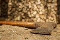 Axe and birch firewood Royalty Free Stock Photo