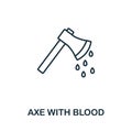 Axe With Blood outline icon. Thin line style from halloween icons collection. Pixel perfect simple element axe with blood icon for