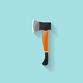 Axe in a flat style. Camping, hiking, surviving.Vector illustration. Royalty Free Stock Photo