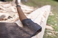 Axe and handmade joist