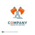 Axe, hatchet, tool, cutter, viking Logo Design. Blue and Orange