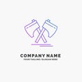 Axe, hatchet, tool, cutter, viking Purple Business Logo Template. Place for Tagline