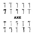 axe hatchet wood blade tool icons set vector Royalty Free Stock Photo