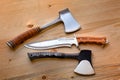 Axes, knife tools for crafts, survival, woodcutter, camping and outdoor life