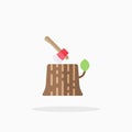 Axe Log icon. Flat Color style Royalty Free Stock Photo