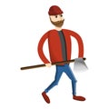 Axe man lumberjack icon, cartoon style