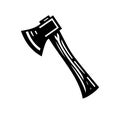 Simple silhouette vector art illustration icon of an axe head and handle. Royalty Free Stock Photo