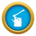 Axe stuck in a tree stump icon blue vector isolated Royalty Free Stock Photo