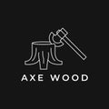 AXE WOOD LOGO TEMPLATE, LUMBERJACK AXE STICKING IN WOOD