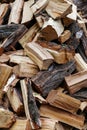 Axed wooden blocks. Blanks for kindling a fireplace and grill. Wooden pattern or background.