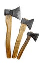 Axes big large medium small wooden handle working vintage isolat