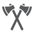 Axes glyph icon, weapon and hatchet, crossed axes sign, vector graphics, a solid pattern on a white background,