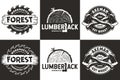 Axes, log and saw for logo of carpentry or sawing. Design set for lumberjack, woodsman and lumberman