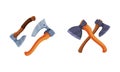 Axes set. Woodworker and lumberjack equipment for wood processing cartoon vector illustration Royalty Free Stock Photo