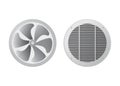 Axial fan and ventilation grille.