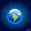 earth axis diagram with pole and equator. 3D Illustration. Royalty Free Stock Photo