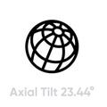 Axial tilt 23.44 globe planet icon isometric view. Editable line vector. Simple isolated single sign Royalty Free Stock Photo