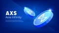 Axie Infinity AXS token banner. AXS coin cryptocurrency concept banner background