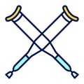 Axillary crutch line color icon. Medical tool for people with disabilities and help after injury.