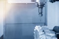 The 5-axis CNC machine cutting the sample part Royalty Free Stock Photo