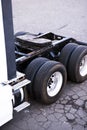 Axles fifth wheel frame and wheels of large semi truck Royalty Free Stock Photo