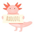 Axolotl animal banner icon, cartoon style