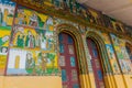 AXUM, ETHIOPIA - MARCH 19, 2019: Colorful paintings of Enda Iyesus (Jesus) Church in Axum, Ethiop