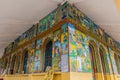 AXUM, ETHIOPIA - MARCH 19, 2019: Colorful paintings of Enda Iyesus (Jesus) Church in Axum, Ethiop